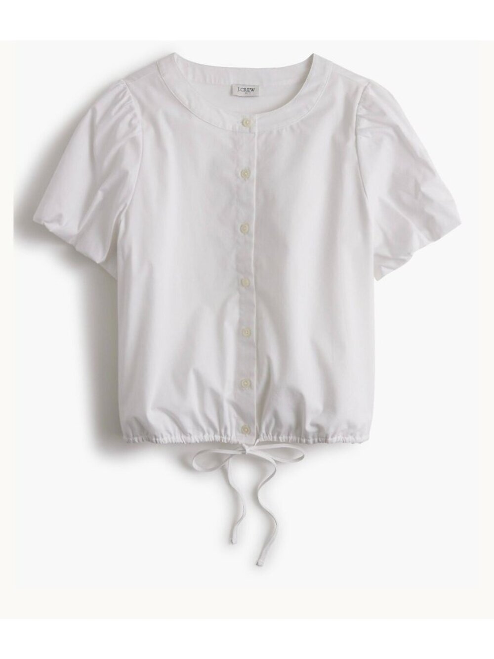 NWT J.Crew White Puff Sleeve Tie Waist Top - Size: Small